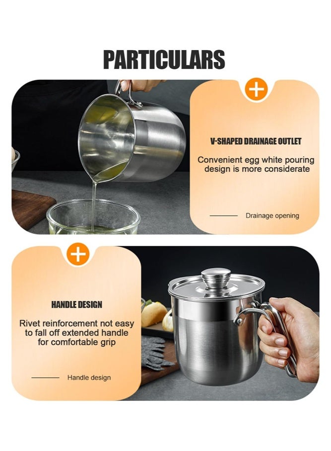 SHABILI Stainless Steel Egg Separator Pot for Kitchen, Egg Yolk White Separator with Egg Strainer Filter and Egg Screen for Baking Lovers and Cooking Fans, Large Capacity Egg Separation Tool (Silver) - Image 5